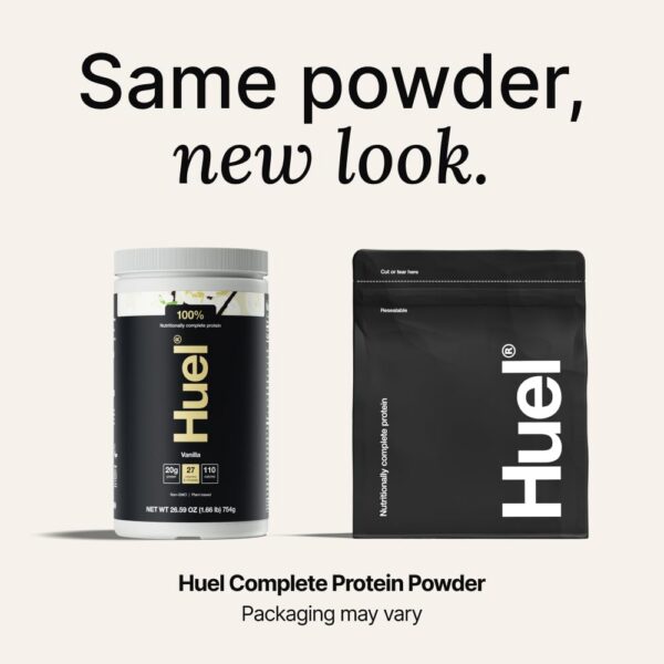 Envase frontal de HUEL Protein Powder