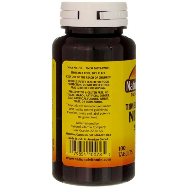 Envase frontal niacina Nature's Blend 500 mg