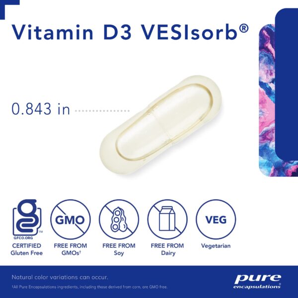 Envase frontal Pure Encapsulations vitamina D3 VESIsorb