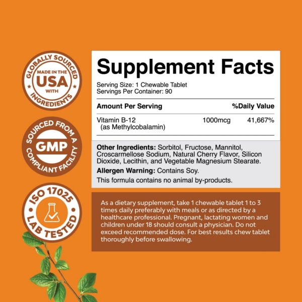 Envase frontal Vitamina B12 Natures Craft