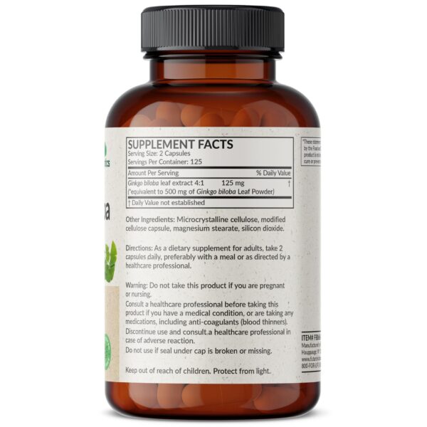 Envase Futurebiotics Ginkgo Biloba apoyo cerebral y memoria