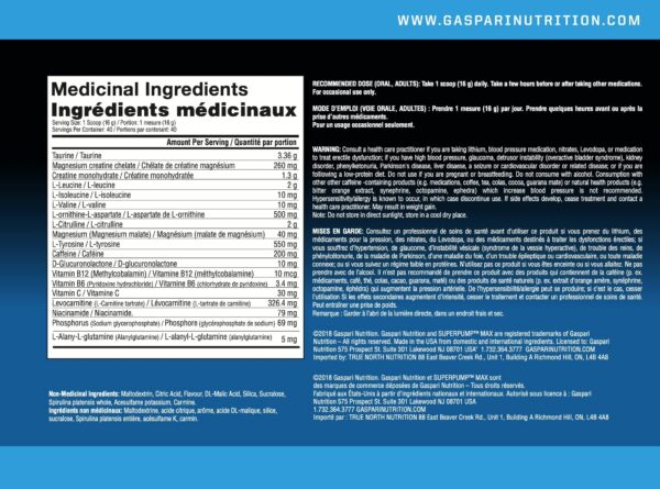 Version 1.0.0 envase Gaspari SuperPump Max sabor frambuesa azul