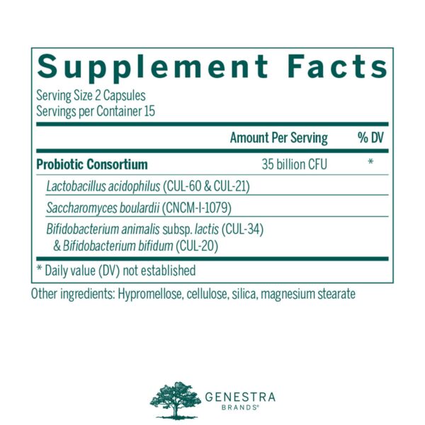 Envase Genestra Brands HMF Travel 30 cápsulas