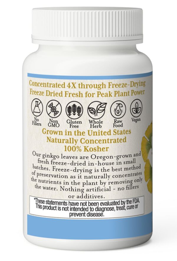 Envase Ginkgo Biloba Eclectic Institute 120 cápsulas liofilizadas