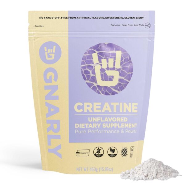 Version 1.0.0 Envase Gnarly Nutrition Creatina polvo vegano Creapure 15.87oz
