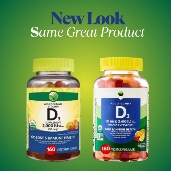 Vista lateral de envase de gomitas D3