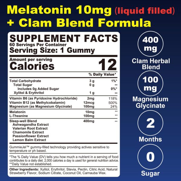 Envase de gomitas de melatonina para adultos 60 días