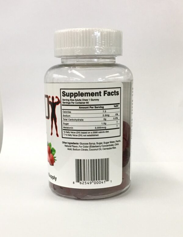 Envase gomitas melatonina Hollywood Supps perfil lateral