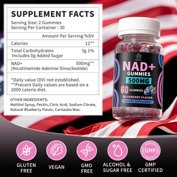 Envase de Gomitas NAD+ Herbance 60 unidades.
