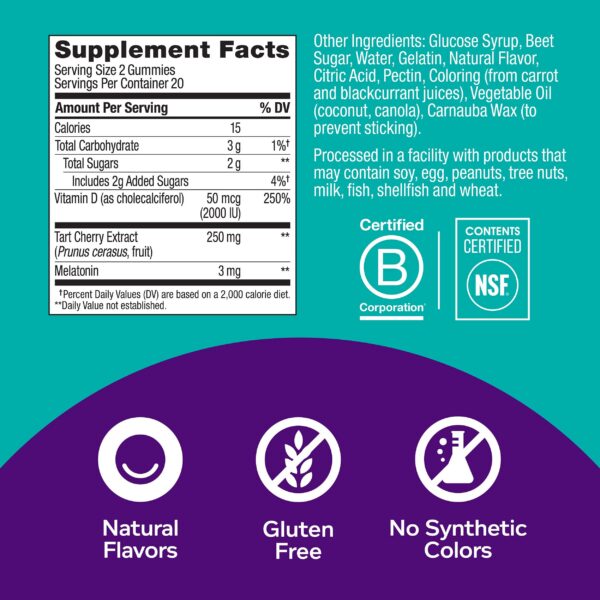 Envase gomitas OLLY para sueño y recuperación muscular sabor baya