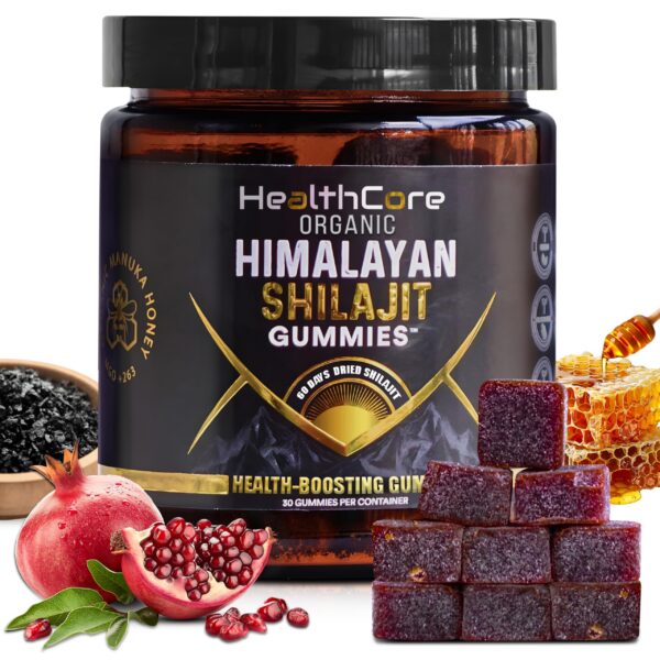 Version 1.0.0 Envase de gomitas orgánicas NutraHeights con shilajit.