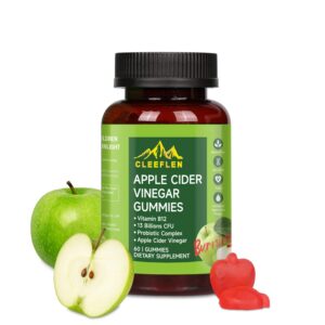 Envase de gomitas vinagre de manzana CLEEFLEN con vitamina B12
