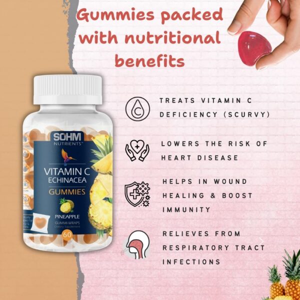 Envase de gomitas SOHM vitamina C y equinácea vista lateral