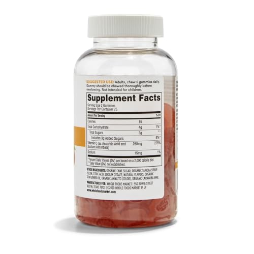 Envase gomitas vitamina c sabor naranja 365 Whole Foods Market