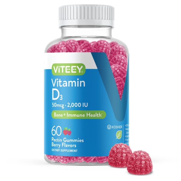 Envase gomitas vitamina D3 2000 UI sabor berry Viteey