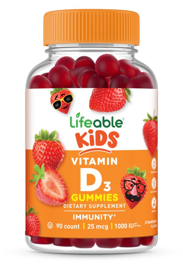 envase gomitas vitamina d3 para niños sabor fresa lifeable