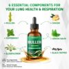 Envase frontal gotas líquidas Mullein para apoyo respiratorio
