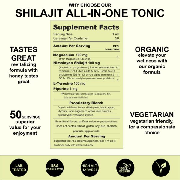 Envase de gotas de shilajit Honey Moon con minerales orgánicos