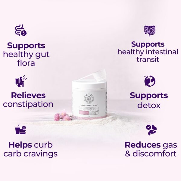 Version 1.0.0 Envase de Happy Mammoth Complete Belly Reset suplemento digestivo natural