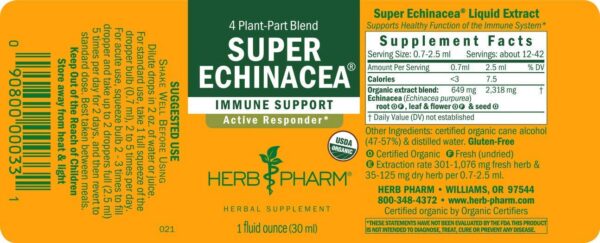 Envase Herb Pharm Super Equinácea apoyo inmunológico