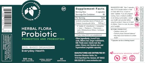 Vista lateral de envase Herbal Flora 120 cápsulas