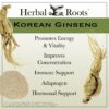 Envase Herbal Roots Panax Ginseng 60 cápsulas veganas