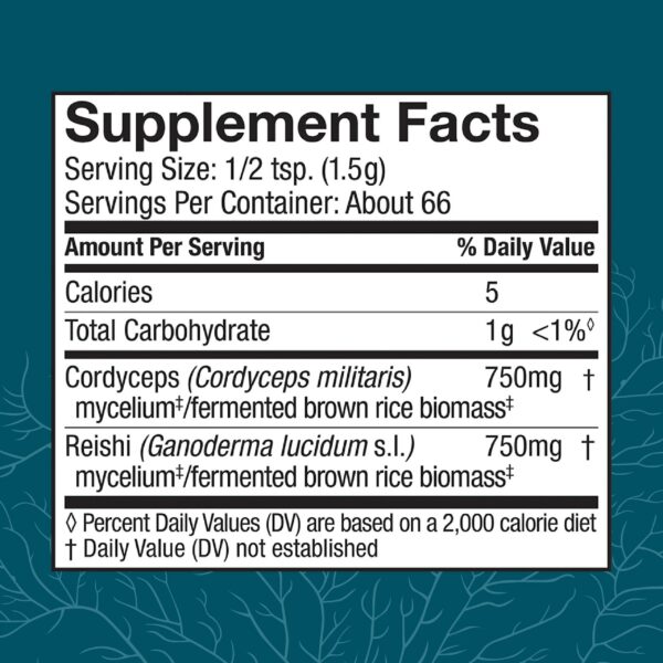 Envase Host Defense CordyChi polvo hongos reishi cordyceps