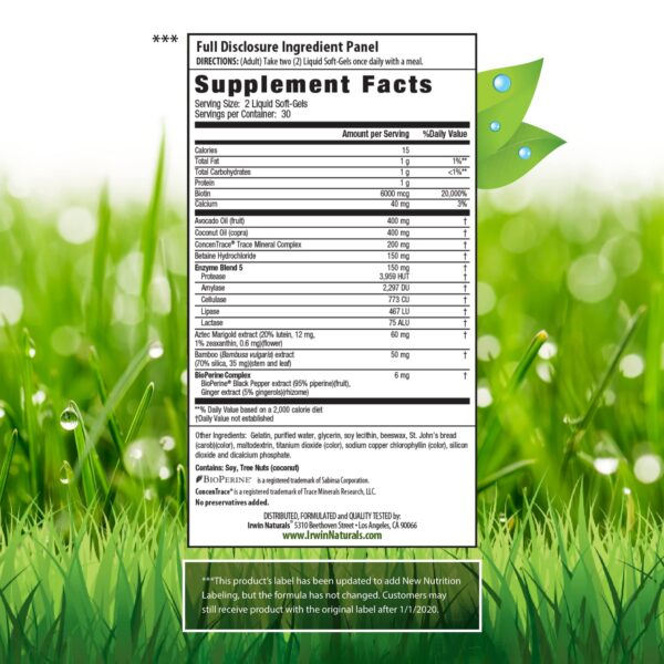 Version 1.0.0 Envase Irwin Naturals biotina 6000 mcg 60 softgels