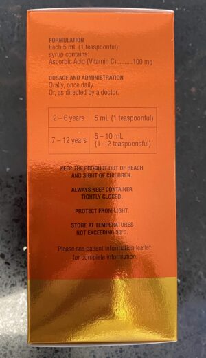 Envase jarabe vitamina C Ceelin para fortalecer sistema inmunológico infantil