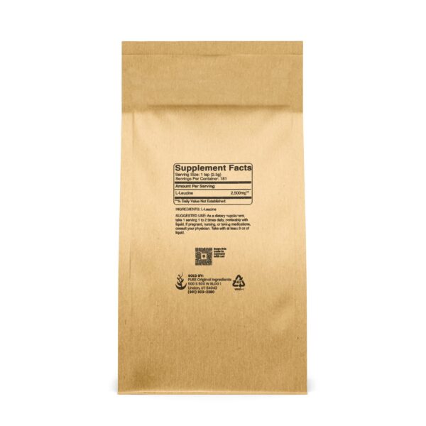 Envase de L-Leucina mostrando etiqueta