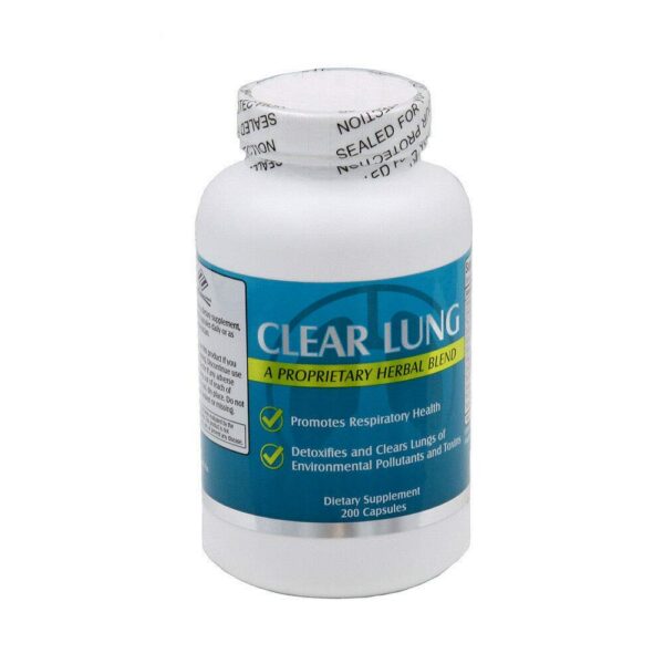 Vista lateral envase Clear Lung fórmula herbal detox pulmonar