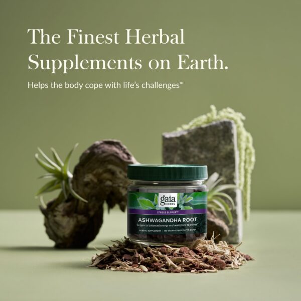 Version 1.0.0 Envase lateral de Gaia Herbs suplemento orgánico ashwagandha