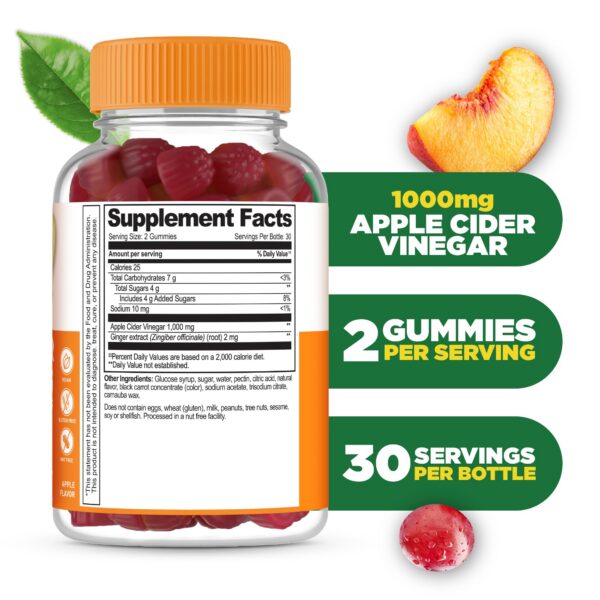 Envase lateral gomitas vinagre sidra manzana Lifeable para pérdida peso