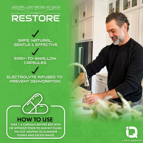 Version 1.0.0 Envase lateral Restore 2 en 1 limpieza y desintoxicación digestiva