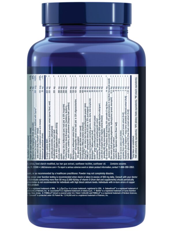 Envase de Life Extension Mix polvo multivitamínico vista lateral