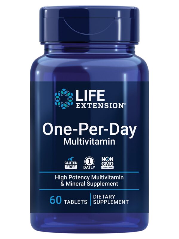 Envase Life Extension multivitamínico One-Per-Day 60 tabletas
