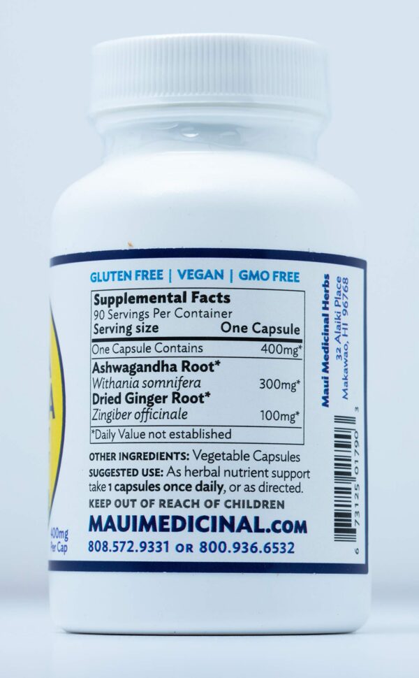 Envase Maui Medicinal Herbs Ashwagandha Plus Jengibre