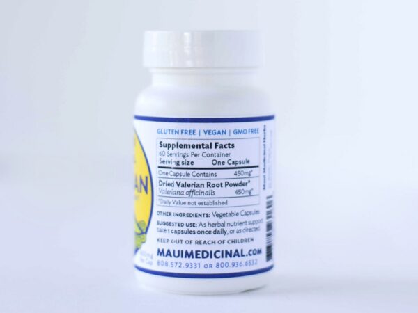 Version 1.0.0 Envase Maui Medicinal raíz de valeriana cápsulas orgánicas