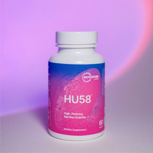 Envase Microbiome Labs HU58 probióticos para mujer y hombre