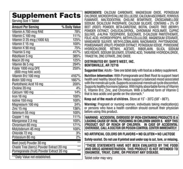 Envase de multivitaminas avanzadas para mujeres 275 tabletas