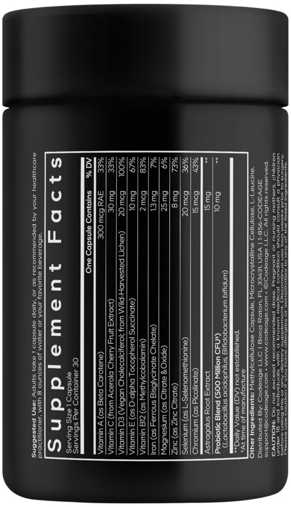 Envase multivitaminas masculinas Codeage con probióticos