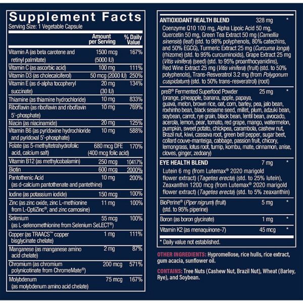 Version 1.0.0 Envase multivitamínico bioactivo para mujeres Vthrive 60 cápsulas