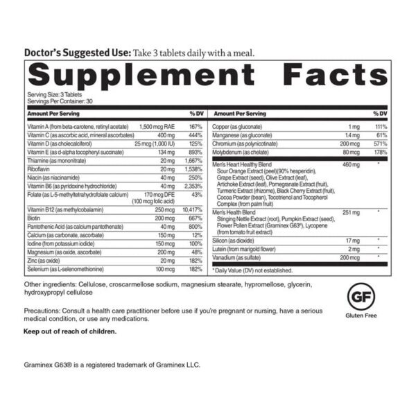 Envase multivitamínico Dr Sinatra para salud cardiaca masculina