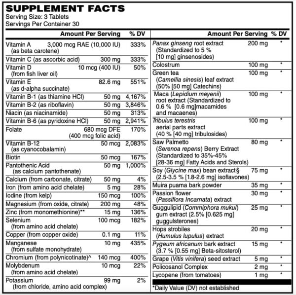 Version 1.0.0 Envase multivitamínico Netrition para hombres activo vista lateral