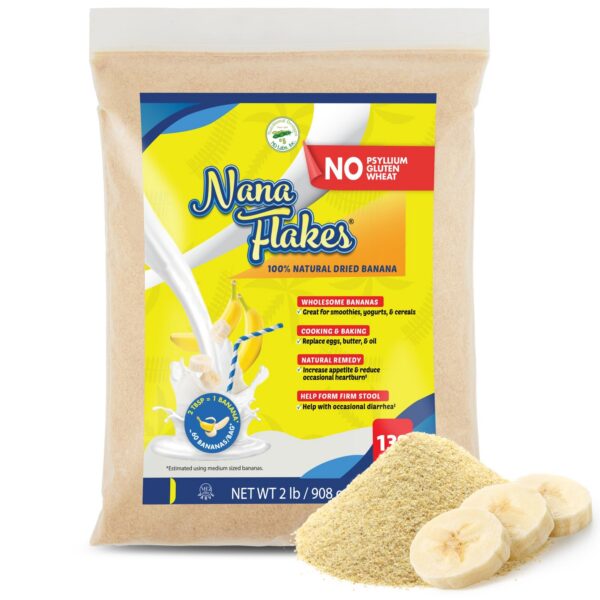Envase Nana Flakes hojuelas de plátano natural en polvo