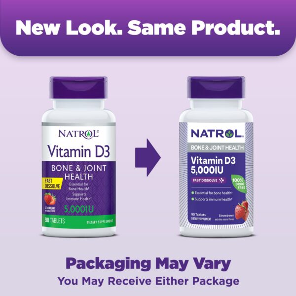 Envase Natrol Vitamina D3 5,000 UI 90 tabletas