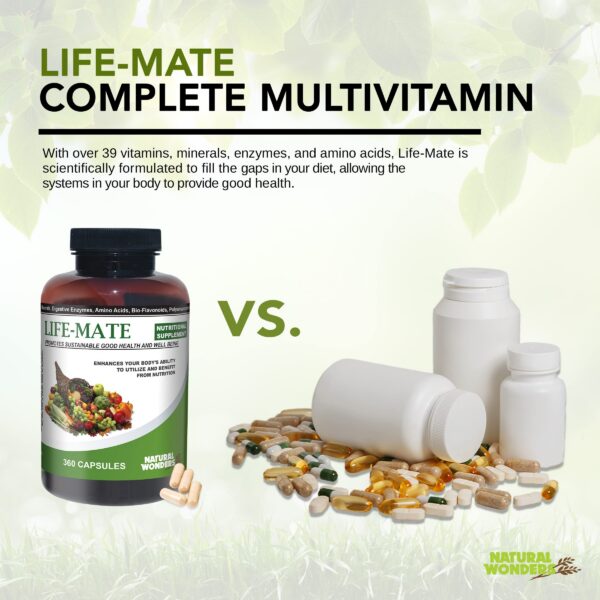 Envase Natural Wonders Life Mate color tan multivitaminas