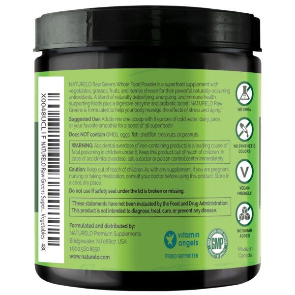 Envase NATURELO Raw Greens superfood sin azúcar