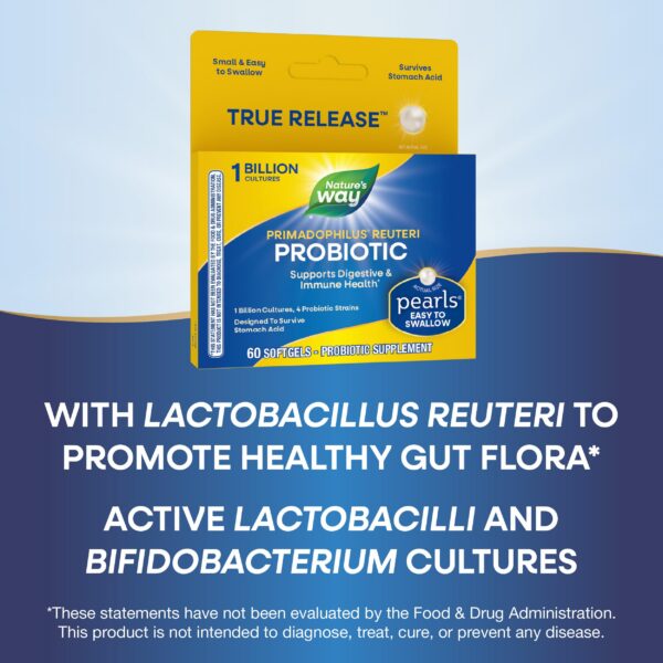 Envase Nature's Way Primadophilus Reuteri para salud intestinal y sistema inmune