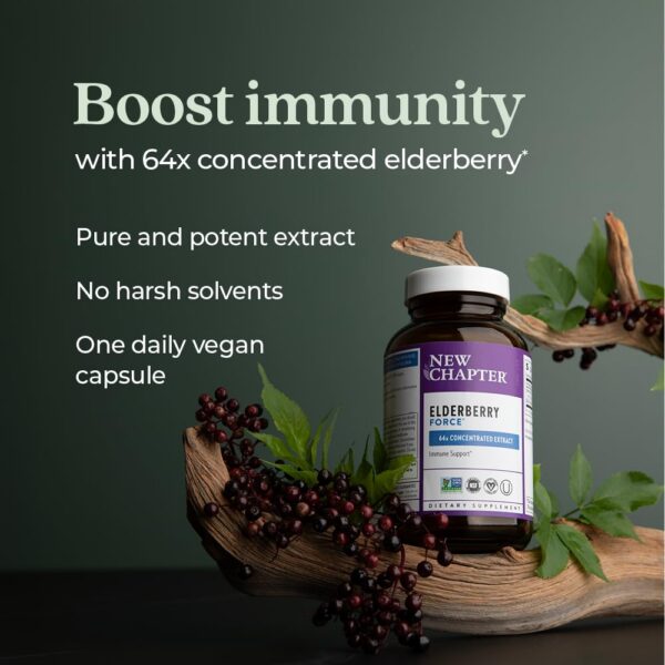 Frasco con cápsulas veganas New Chapter saúco y grosella negra
